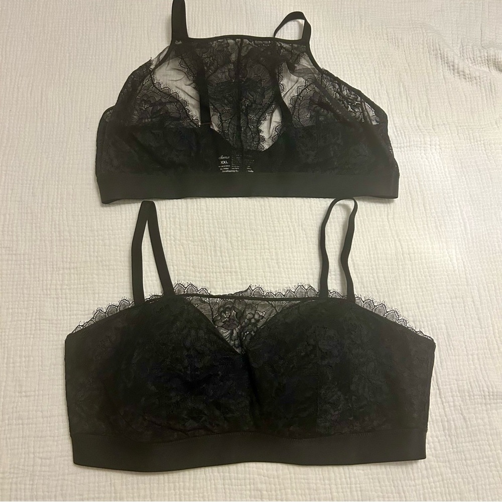 Soma Breathtaking & Highneck Black Lace Bralettes Sz xxl XXLarge